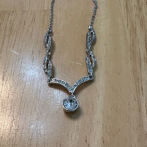 Silver Necklace with Crystal Accent